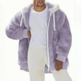 thumbnail image 1 of safuny Oversized Fuzzy Thickening Fleece Jackets For Men Solid Color Zip Hooded Coat Warm Winter Outerwear Purple S, 1 of 6