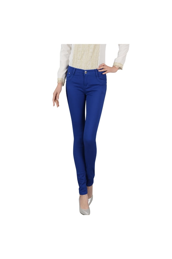 Pants for Women Plus Size Plus Solid Pencil Pants Trousers Pocket Jeggings with Pocket Blue 27