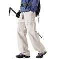 thumbnail image 1 of safuny Parachute Cargo Pants for Men Hiking Lightweight Pants Baggy Waterproof Sports Outdoor Clothes with Zipper Pockets Beige S, 1 of 8