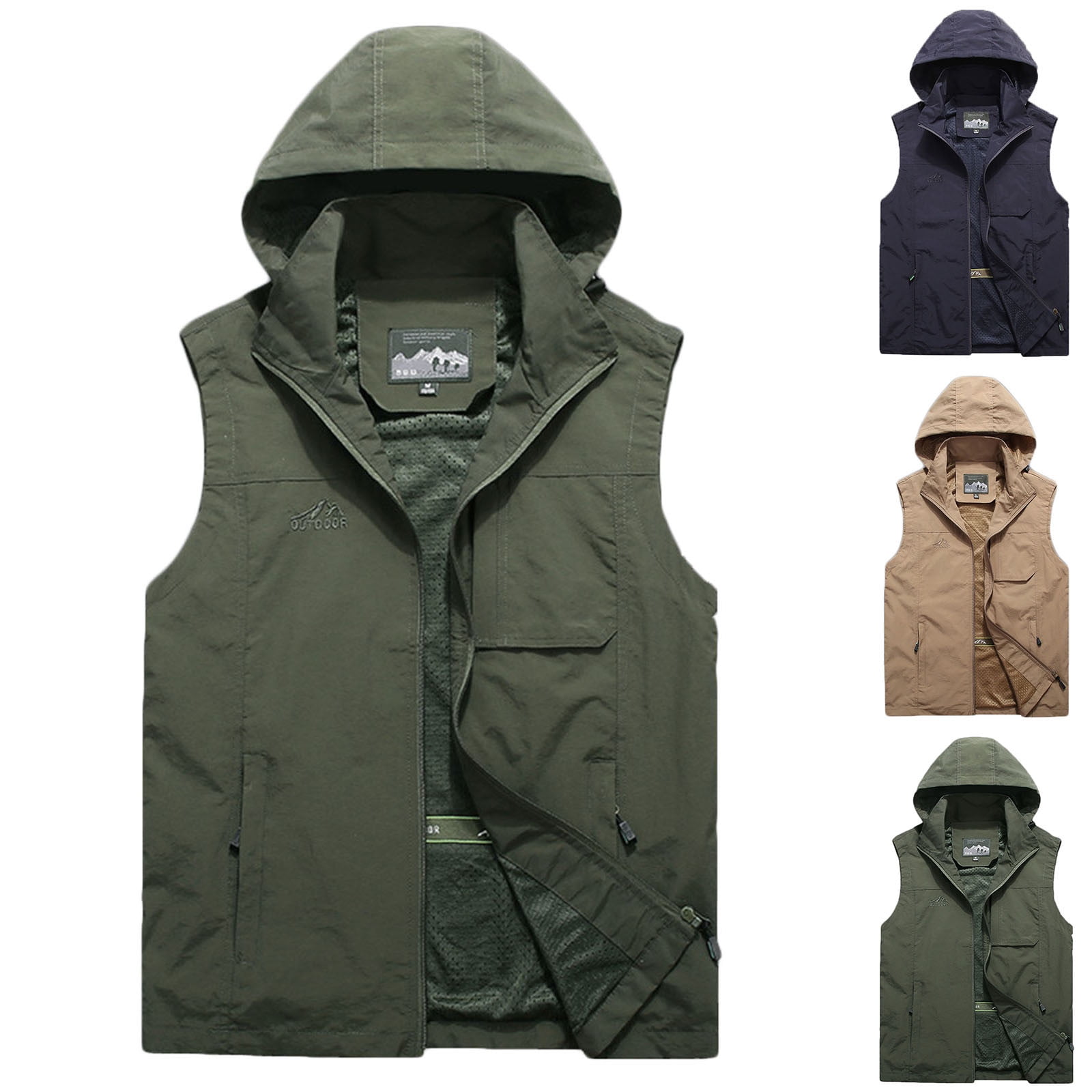 safuny Photo Cargo Vest Hiking Detachable Hoodie Fishing Travel Vest ...