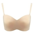 thumbnail image 1 of safuny Plus Size Thin Everyday Bra for Women Strapless Bra Comfort Brassiere Underwear Underwired Solid Color Daily Lingerie Beige 80G, 1 of 9