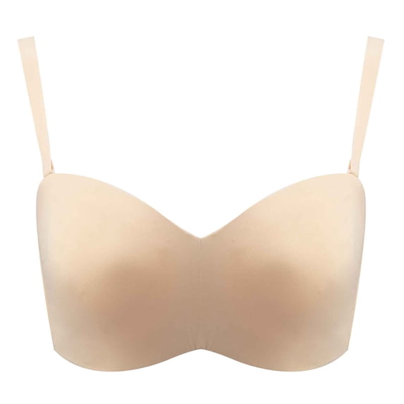 safuny Plus Size Thin Everyday Bra for Women Strapless Bra Comfort Brassiere Underwear Clearance Underwired Solid Color Daily Lingerie Beige 95F