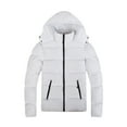 thumbnail image 1 of safuny Puffer Jacket for Men Color Winter Hooded Zipper Thickening Trend Down Cotton Coat Christmas Long Sleeve Casual Outwear Work Sports White, 1 of 9