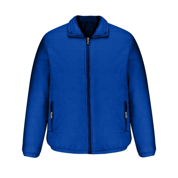 safuny Puffer Jacket Winter Lightweight for Men Zipper Trend Down Cotton Coat Christmas Long Sleeve Casual Outwear Work Sports Blue XXL
