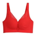 thumbnail image 1 of safuny Push-Up Bra for Women Ultra Light Lingerie Fashion Comfortable Lace Beauty Back Strap Wrap Plus Size Comfort Daily Brassiere Underwear Steel Ring Free Wireless Red 40, 1 of 3