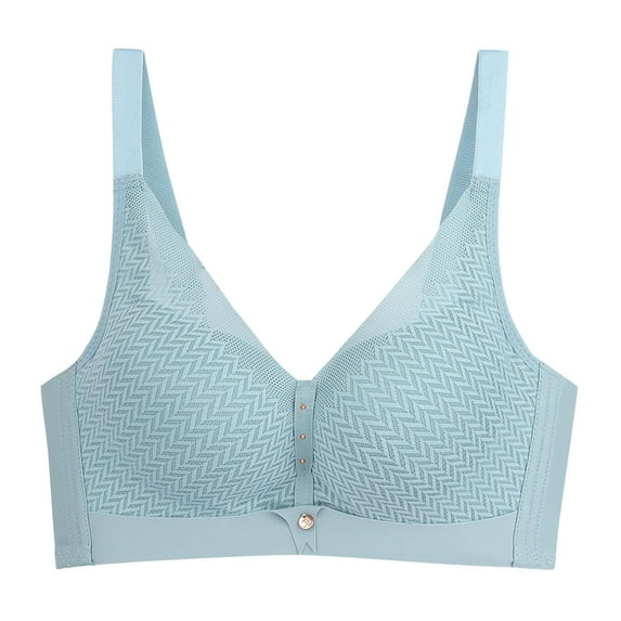 safuny Push-Up Bra for Women Ultra Light Lingerie Fashion Comfortable Lace Beauty Back Strap Wrap Plus Size Comfort Daily Brassiere Underwear Steel Ring Free Wireless Blue 34