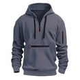 thumbnail image 1 of safuny Quarter Zipper Shirts Loose Hoodie Tops for Men Solid Color Pullover Zipper Casual Sports Sweatshirts with Pockets Outwear Long Sleeve Tees Fall Gray XXXL, 1 of 2