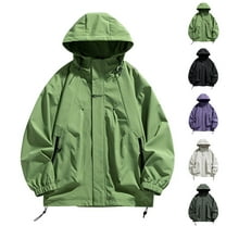 safuny Rain Jacket Women Lightweight Rain Jacket Active Outdoor Hooded Raincoat Packable Windbreaker Jacket Green L