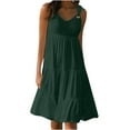 thumbnail image 1 of safuny Savings Women's Dress Plus Size Crewneck Sleeveless Solid Color Holiday Summer Swing Party Beach Dress Comfy Casual Dressy Loose For Mujer Elegante, 1 of 6