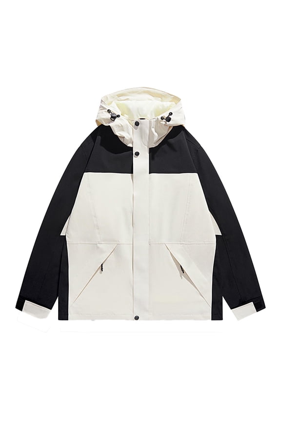 Ski Jacket Snowboard Pullover Coat Baggy Hooded Insulated Waterproof Warm Jacket for Women Men Khaki _m L