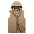 thumbnail image 1 of safuny Sleeveless Stand Collar Lightweight Detachable Hoodie Fishing Travel Vest for Men Golf Jacket Multi Pockets Zipper Vests Clearance Workout Photo Cargo Vest Hiking Yellow M, 1 of 2