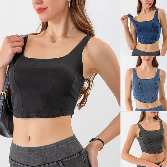 safuny Sports Bra for Women Ultra Light Lingerie Meibei Letterless Strap Back U-shaped Elastic Style Comfort Daily Brassiere Underwear Steel Ring Free Wireless Camisole Black L