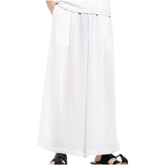 safuny Straight Leg Pants for Men Comfy Lounge Casual Soft Pockets Relaxed Fashion Fall Spring Trousers Elastic Waist Solid Color Full Length Pants White XXXXL