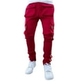 thumbnail image 1 of safuny Straight Leg Pants for Men Solid Color Elastic Waist Soft Pockets Relaxed Fashion Fall Spring Trousers Comfy Lounge Casual Full Length Pants Red XXL, 1 of 5