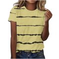 thumbnail image 1 of safuny Summer Loose Comfy Tops for Women Clearance Stripe Tops Short Sleeve Trendy Tees Round Neck Shirts Elegant Casual Vintage Fashion Clothing Yellow M, 1 of 4