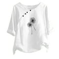 thumbnail image 1 of safuny Summer Trendy Cotton Comfy Tops for Women Clearance Solid Button Tops Short Sleeve Tees Round Neck Shirts Elegant Casual Fashion Vintage Clothing White, 1 of 4