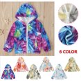 thumbnail image 1 of safuny Toddler Kids Baby Boys Girls Fashion Cute s Gradient Color Tie-dye Jacket Hooded Coat Dipdye Childs Clothes Playwear Long Sleeve Lightweight Hoodie Jackat Green 3-4 Y, 1 of 9