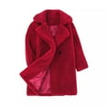thumbnail image 1 of safuny Toddler Kids Girls Fleece Jacket Coat Fall Winter Warm Coat Outerwear Jacket Soft Faux Childs Clothes Playwear Long Sleeve Solid Red 5-6 Y, 1 of 9