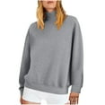 thumbnail image 1 of safuny Turtleneck Pullover Sweatshirt for Women Solid Color Long Sleeve Top Fall Winter Fashion Pullover Gray XL, 1 of 5