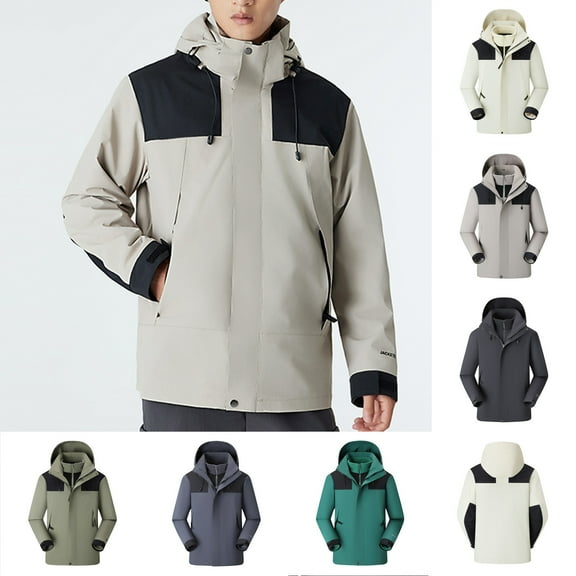 safuny Windproof Hood Trench Coat Thickened Warm Jacket For Outdoor Sports,Mountaineering, for Running Hiking Climbing Green L