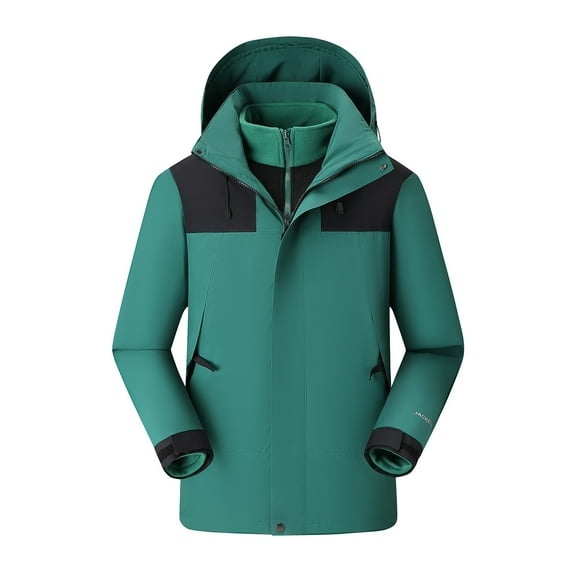 safuny Windproof Hood Trench Coat Thickened Warm Jacket For Outdoor Sports,Mountaineering, for Running Hiking Climbing Green S