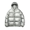 thumbnail image 1 of safuny Winter Padded Hooded Jacket Puffer Coat for Men Zipper Up Comfy Daily Casual Holiday Solid Color Fashion Long Sleeve Athletic Silver XXXXL, 1 of 8