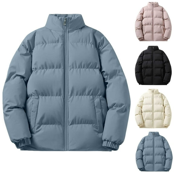 safuny Winter padded Coats For Men Lightweight Loose Long Sleeve puffer Jackets Zip Up Warm Thermal Fleece Oversized Stylish Parka Hooded Black L