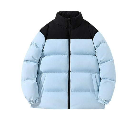 safuny Winter padded Coats For Men Lightweight Loose Long Sleeve puffer Jackets Zip Up Warm Thermal Fleece Oversized Stylish Parka Hooded Blue XXL