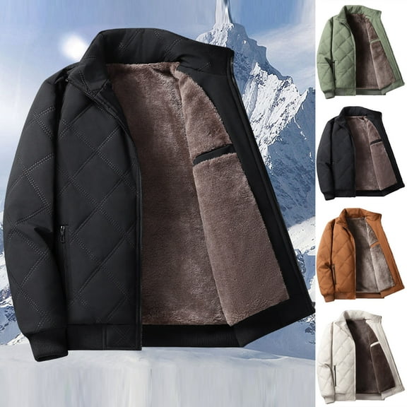 safuny Winter padded Coats For Men Lightweight Loose Long Sleeve puffer Jackets Zip Up Warm Thermal Fleece Oversized Stylish Parka Hooded Green L