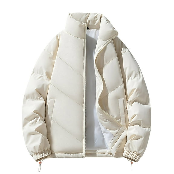 safuny Winter padded Coats For Men Lightweight Loose Long Sleeve puffer Jackets Zip Up Warm Thermal Fleece Oversized Stylish Parka Hooded White XXXXL