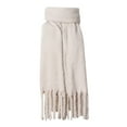 thumbnail image 1 of safuny Women Autumn Pashmina Shawl Wrap Cape Solid Tassel Knitting Cardigan Scarf Blanket Warm Neck Soft Fashion Winter Scarf Beige, 1 of 1