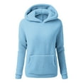 thumbnail image 1 of safuny Women Fuzzy Fleece Hoodie Fashion Casual Warm Sweatshirts Long Sleeve Solid Color Winter Hooded Blue _u S, 1 of 9