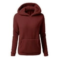 thumbnail image 1 of safuny Women Fuzzy Fleece Hoodie Fashion Casual Warm Sweatshirts Long Sleeve Solid Color Winter Hooded Red _u XXL, 1 of 9