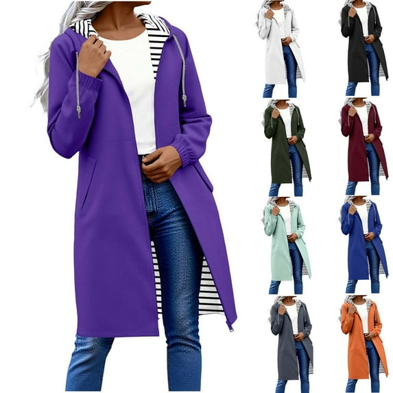 safuny Women Rain Jacket Oversized Waterproof Raincoat Lightweight Lined Outdoor Hooded Sweatshirts Windbreaker Raincoat with Pockets Purple _r XL