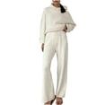 thumbnail image 1 of safuny Women's 2 Piece Outfits Sweatsuit Loose Lounge Sets Clothing Fashion Autumn Spring Winter Long Sleeve Shirts Crew Neck Pullover Wide Leg Pants Solid Tees White XL, 1 of 9