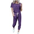 thumbnail image 1 of safuny Women's 2 Piece Sets Tracksuit Pajama Lounge Jogger Sets Dipdye Pullover Sweatpants Summer Outfits Short Sleeve Casual Sports Running Sweatsuit Trendy Clearance Purple, 1 of 5