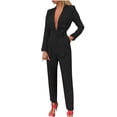 thumbnail image 1 of safuny Women's Business Work Suits Sets 2 Piece Causal Bandage with Pocketfor Women Summer Solid Color Workout Outdoors Trousers Long Sleeve Black M, 1 of 1