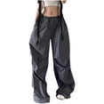thumbnail image 1 of safuny Women's Cargo Sweatpants Jogger Cuff Pants Fall Trendy Solid Retro Relaxed Casual Daily Mid Rise Girls Trousers Gray M, 1 of 9