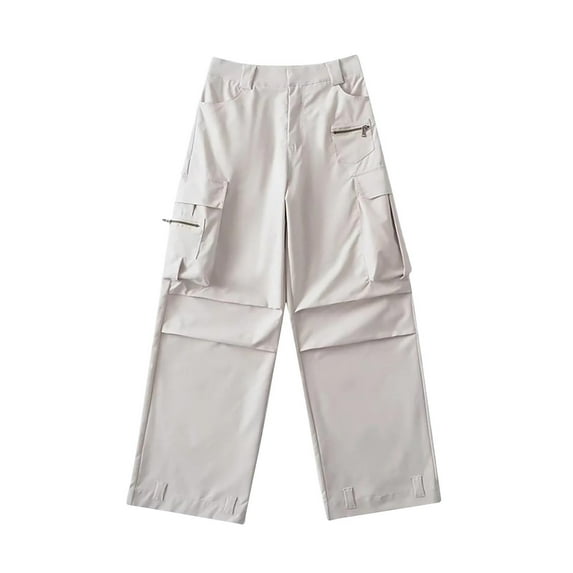 safuny Women's Cargo Sweatpants Jogger Cuff Pants Summer Fashion Mid Rise Trousers Leisure Comfy Solid Breathable Clothing Relaxed Beige