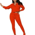 thumbnail image 1 of safuny Women's Casual Suit Comfy Casual Plus Size Suit for Girlfriend Wife Daughter Dressy Lapel Long Sleeve Solid Color Orange L, 1 of 6