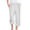 thumbnail image 1 of safuny Women's Cotton Capri Pants Clearance Solid Clothing Retro High Elastic Waist Summer Comfy Trousers Casual Drawstring Sports Fashion White XL, 1 of 6