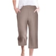 thumbnail image 1 of safuny Women's Cotton Capri Cuff Pants Clearance Solid Clothing Retro High Elastic Waist Summer Comfy Trousers Casual Drawstring Sports Fashion Yellow S, 1 of 6