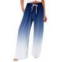 safuny Women's Cotton Jogger Cuff Pants Solid Summer Fashion Comfy Trousers Clothing Casual Drawstring Sports Retro High Elastic Waist Blue XXL