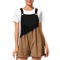 thumbnail image 1 of safuny Women's Cotton Shorts Jumpsuit Rompers Clearance Graphic Leisure Bandage Loose Baggy Pocket Sleeveless Scoop Neck Clothing Summer Retro Comfy Trousers Fashion Brown XL, 1 of 4