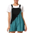 thumbnail image 1 of safuny Women's Cotton Shorts Jumpsuit Rompers Clearance Graphic Leisure Bandage Loose Baggy Pocket Sleeveless Scoop Neck Clothing Summer Retro Comfy Trousers Fashion Blue M, 1 of 4