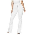thumbnail image 1 of safuny Women's Denim Flare Pants Jeans Fall Low Waist Trousers Casual Daily Trendy Solid Retro Relaxed Girls White XXXL, 1 of 5
