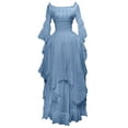 thumbnail image 1 of safuny Women's Floor Length Cosplay Dress Plus Size Solid Color Elegant Retro Irregular Hem High Waist Holiday Long Sleeve Off Shoulder Trendy Dresses Sky Blue M, 1 of 5