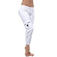 thumbnail image 1 of safuny Women's Jogger Cuff Pants Clearance Solid Clothing Comfy Trousers Stretch Fit Fashion Retro High Elastic Waist Summer White XL, 1 of 1
