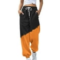 thumbnail image 1 of safuny Women's Jogger Sweatpants Sports Running Pants Fashion Solid Color Block Teen Relaxed Elastic Waist Drawstring Girls Trousers Casual Comfy Daily Orange M, 1 of 4
