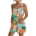 thumbnail image 1 of safuny Women's Jumpsuits Romper Overalls Scoop Neck Trousers For Women Summer Causal Leaves Print Sleeveless Bandage Loose With Pocket Multicolor L, 1 of 5